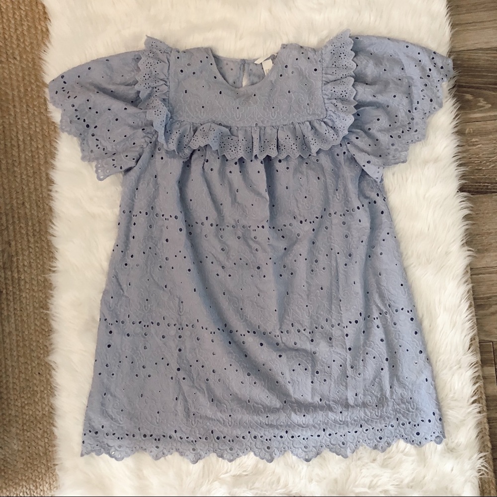 H&M light blue eyelet babydoll dress size M/L